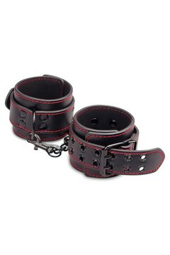 Наручники Lovetoy Pleasure Handcuffs, искусственная кожа, чёрно-красные