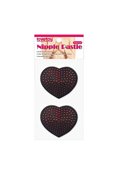 Пэстисы для груди Lovetoy Reusable Red Diamond Heart, чёрно-красные, 6 х 5,2 см