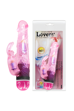 Вибратор Lovers с клиторальным стимулятором, ТПР, розовый, 17,5 см