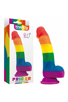 Радужный фаллоимитатор Lovetoy Prider Dildo на присоске, силикон, радужный, 21 см
