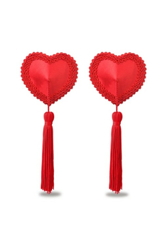 Пэстисы для груди Lovetoy Reusable Red Heart Tassels, красные, 6 х 5,5 см