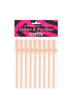 Трубочки для коктейлей Lovetoy Original Willy Straws, пластик, бежевый, 9 шт