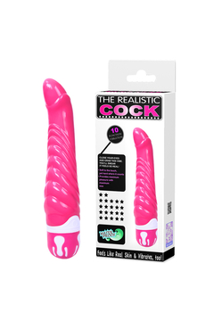 Рельефный вибратор Baile The Realistic Cock, ТПР, АБС-пластик, розовый, 21,8 см