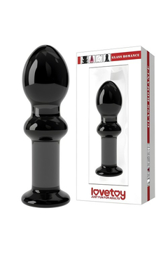 Анальная пробка Lovetoy Glass Romance, стекло, чёрная, 11,5 см