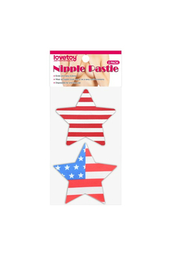 Набор пэстисов для груди Lovetoy Stars and Stripes Nipple Pasties, 2 пары, 8,2 см