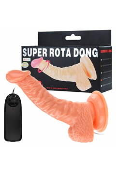Фаллоимитатор на присоске с вибрацией Super Rota Dong, ТПР, телесный, 19 см