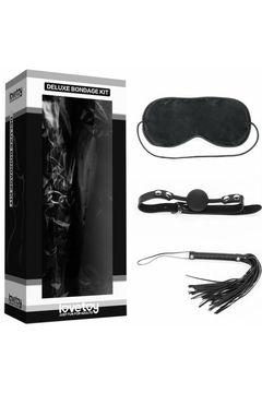 Набор для ролевых игр Lovetoy Deluxe Bondage Kit: маска, кляп, плеть, чёрный