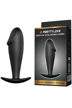 Анальная втулка Pretty Love Special Anal Stimulation, силикон, чёрная, 10 см