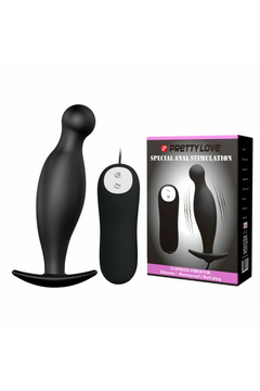 Анальная втулка с вибрацией Pretty Love Special Anal Stimulation, силикон, чёрная, 11,7 см