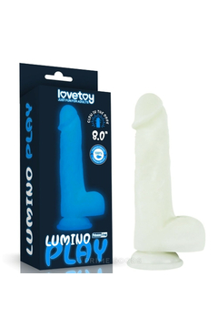 Светящийся в темноте фаллоимитатор Lovetoy Lumino Play Silicone Dildo 8.0'', TPE, 20,9 см