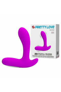 Перезаряжаемый стимулятор простаты с вибрацией Pretty Love Backie, силикон, розовый, 12,5 см
