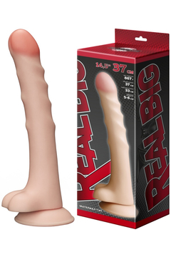 Фаллоимитатор-гигант Lovetoy Real Big, на присоске, неоскин, телесный, 37 см