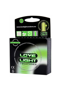 Светящиеся в темноте презервативы Sugant Love Light Glow, латекс, 3 шт