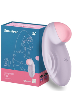 Клиторальный смарт-стимулятор с вибрацией Satisfyer Tropical Tip, силикон, сиреневый, 8,5 см