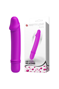 Мини-вибратор Pretty Love Emily, силикон, пурпурный, белый, 12,7 см