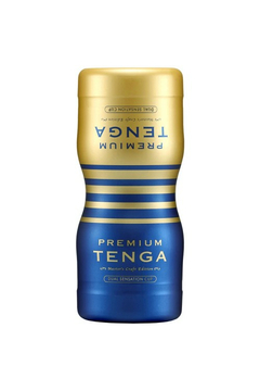 Мастурбатор TENGA Premium Dual Sensation Cup, TPR, синий, 15,5 см