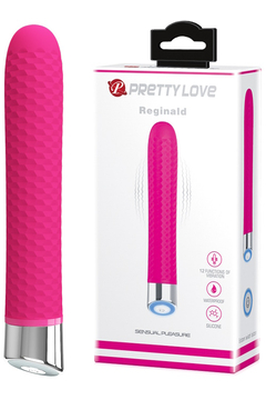 Классический вибратор Pretty Love Reginald, рельефный, силикон, розовый, 16,7 см