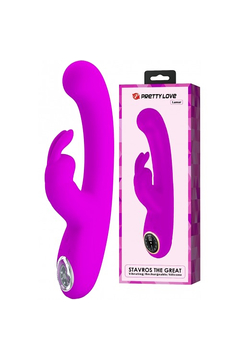 Вибратор с клиторальным стимулятором Pretty Love Lamar, с LED-экраном, силикон, розовый, 22 см