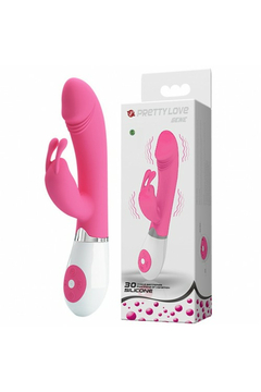 Вибратор с клиторальным отростком Pretty Love Gene, силикон, розовый, 20,5 см