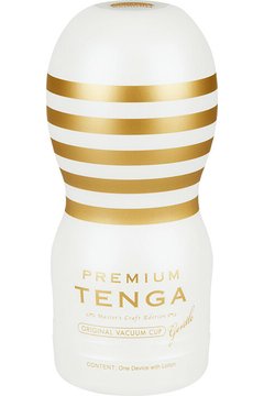 Мастурбатор TENGA Premium Original Vacuum Cup Gentle, TPR, белый, 15,5 см