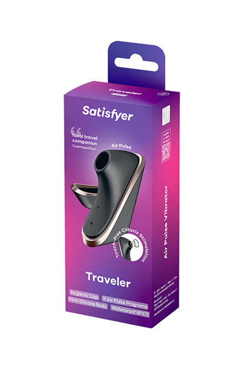 Вакуумно-волновой стимулятор клитора Satisfyer Traveler, силикон, чёрный, 10,7 см