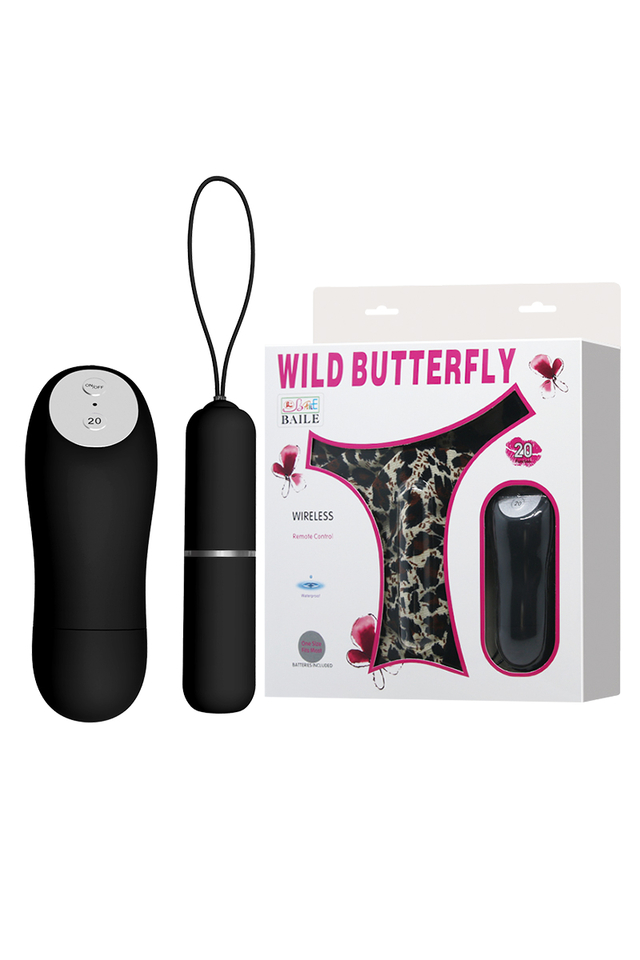 Трусики с вибропулей на пульте Baile Wild Butterfly, леопард, 20 режимов