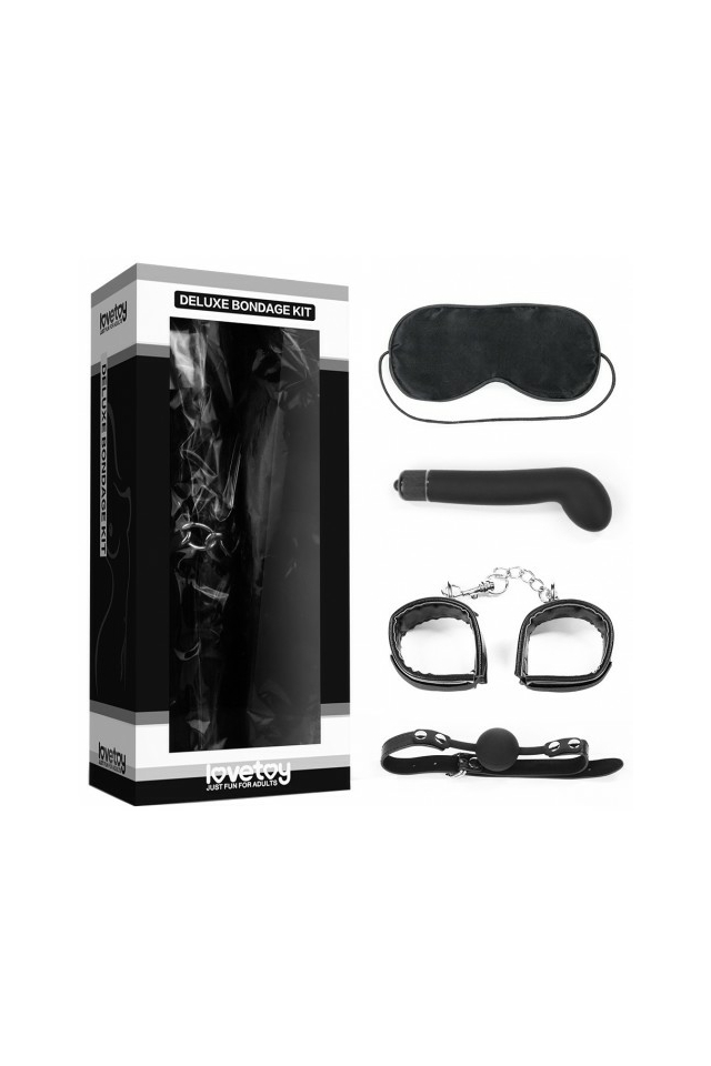 Набор для ролевых игр Lovetoy Deluxe Bondage Kit с вибратором, чёрный