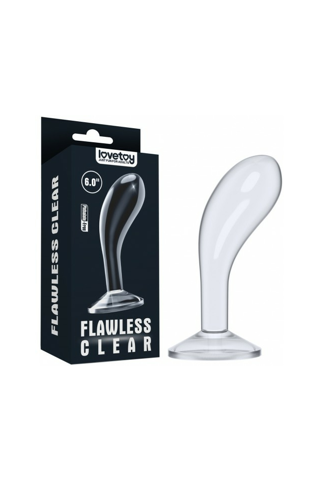 Прозрачный стимулятор простаты Lovetoy Flawless Clear Prostate Plug, TPE, на присоске, 15 см