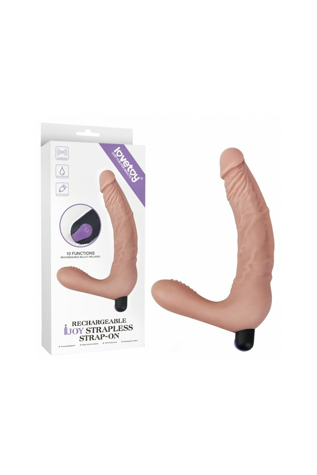 Безремневой вибрострапон Lovetoy Rechargeable Ijoy Strapless Strap-on, силикон, телесный