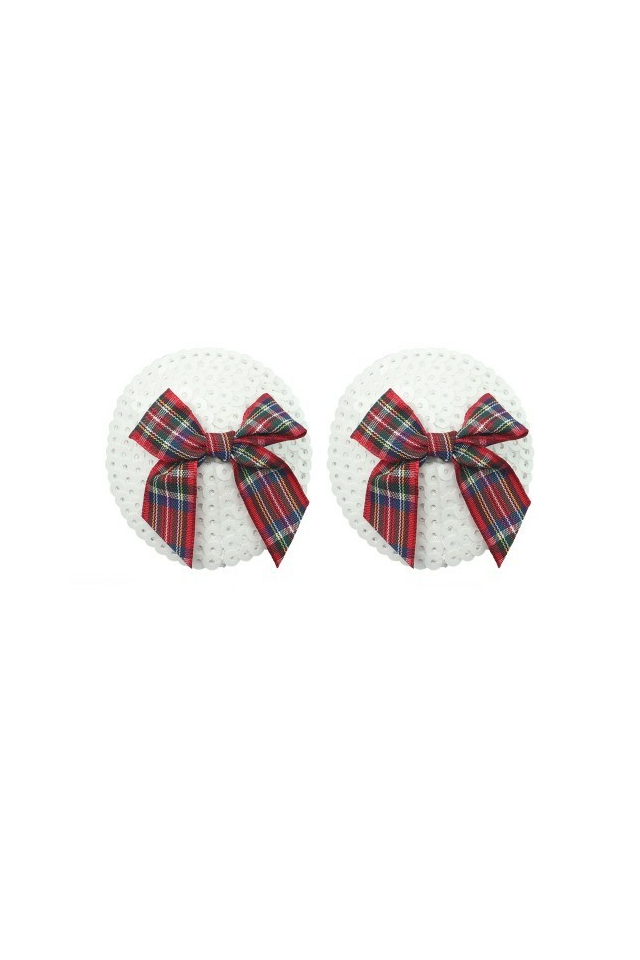Пэстисы для груди Lovetoy Reusable Sequin Round Nipple Pasties, белые с красным, 5,8 см