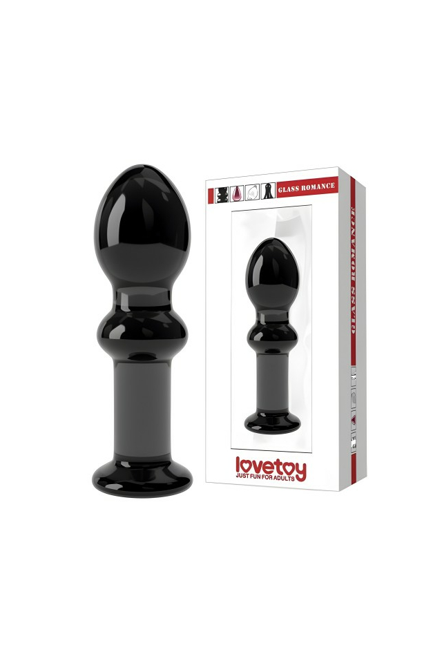 Анальная пробка Lovetoy Glass Romance, стекло, чёрная, 11,5 см