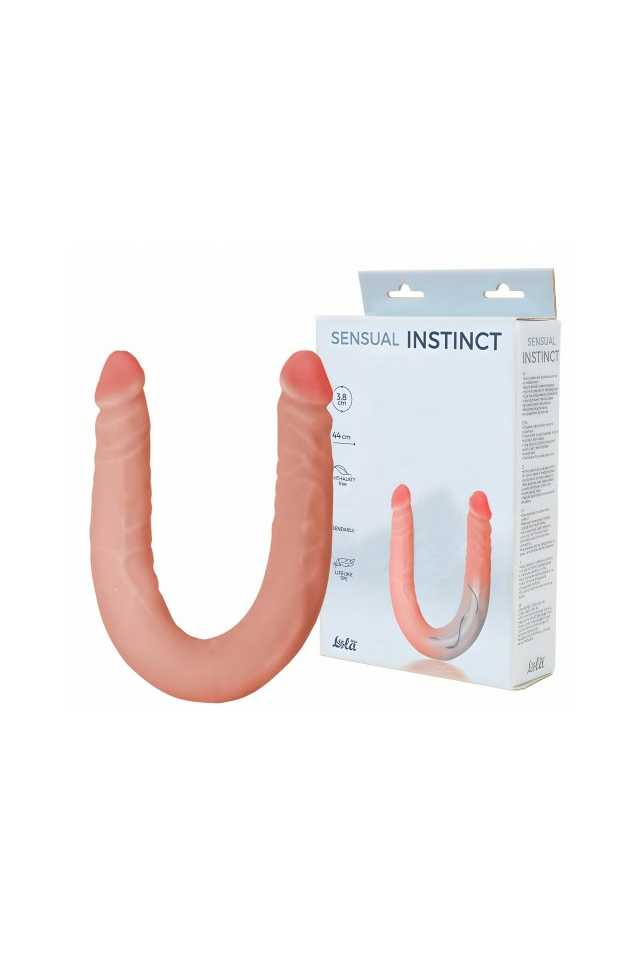 Двусторонний фаллоимитатор с хребтом Lola Toys Sensual Instinct, TPE, телесный, 44 см