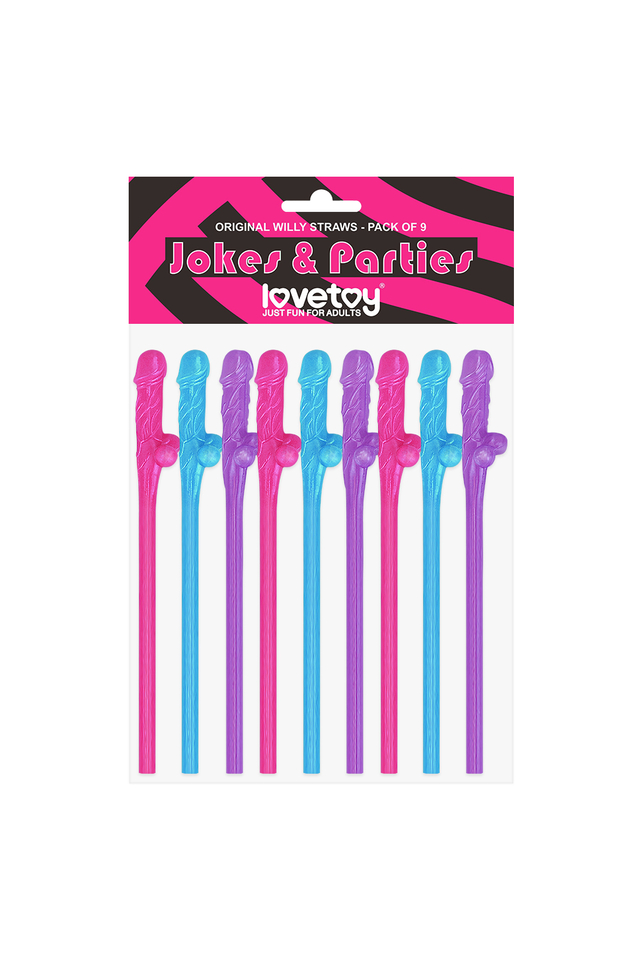Трубочки для коктейлей Lovetoy Original Willy Straws, пластик, разноцветный, 9 шт