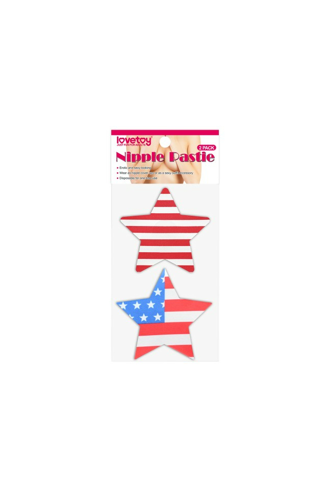 Набор пэстисов для груди Lovetoy Stars and Stripes Nipple Pasties, 2 пары, 8,2 см
