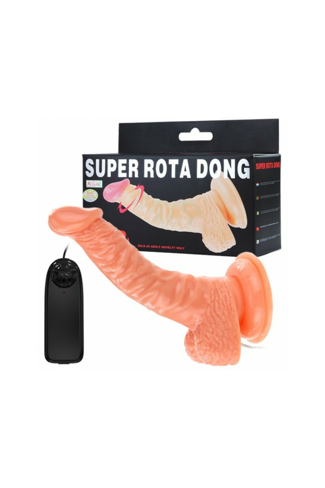 Фаллоимитатор на присоске с вибрацией Super Rota Dong, ТПР, телесный, 19 см
