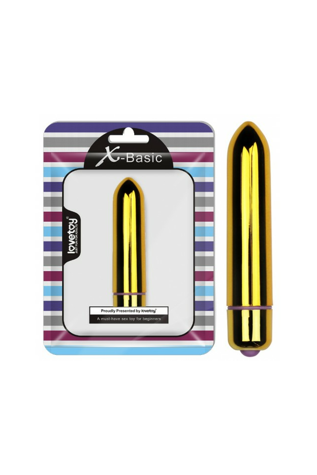 Вибропуля Lovetoy X-Basic Bullet Long, ABS-пластик, золотистая, 9 см