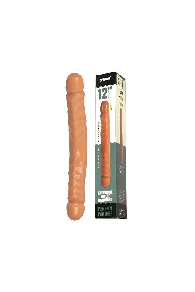 Двухголовый фаллоимитатор Nlonely X-Men Exxxtreme Double Head Dong, TPE, телесный, 30 см