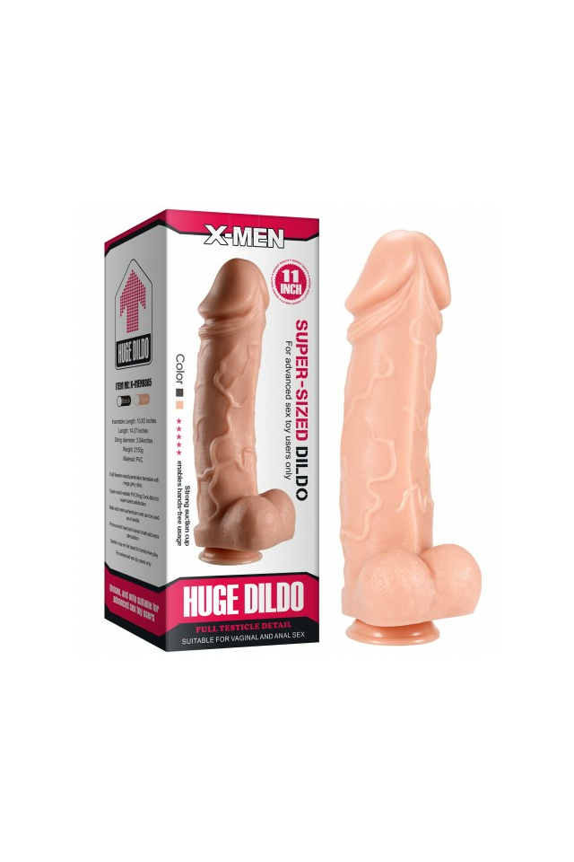 Рельефный фаллоимитатор Nlonely X-Men Huge Dildo на присоске, ПВХ, телесный, 36 см