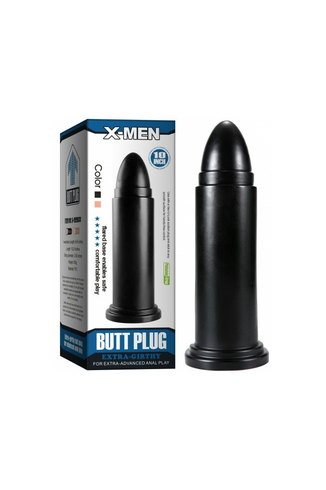 Анальная втулка-пуля Nlonely X-Men Butt Plug, ПВХ, чёрная, на присоске