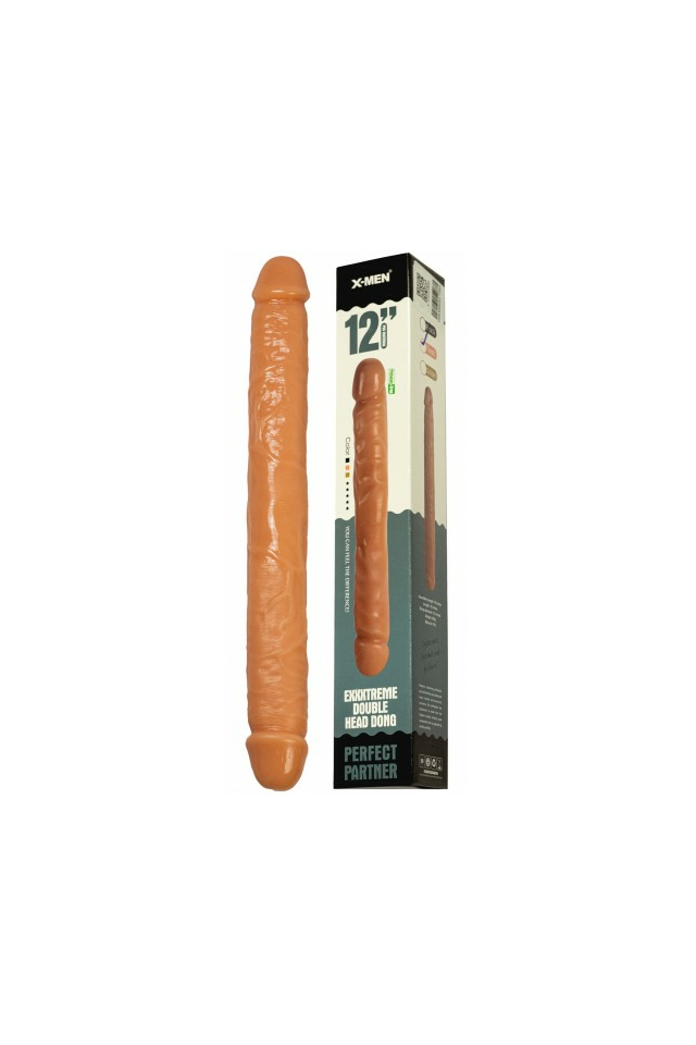 Двухголовый фаллоимитатор Nlonely X-Men Exxxtreme Double Head Dong, TPE, телесный, 43 см