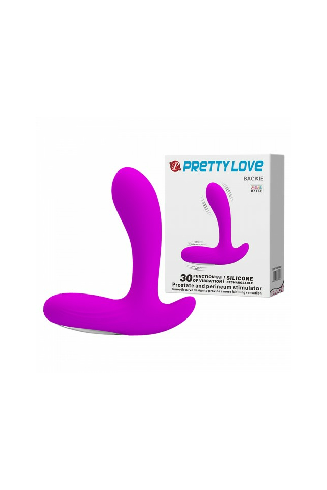 Перезаряжаемый стимулятор простаты с вибрацией Pretty Love Backie, силикон, розовый, 12,5 см