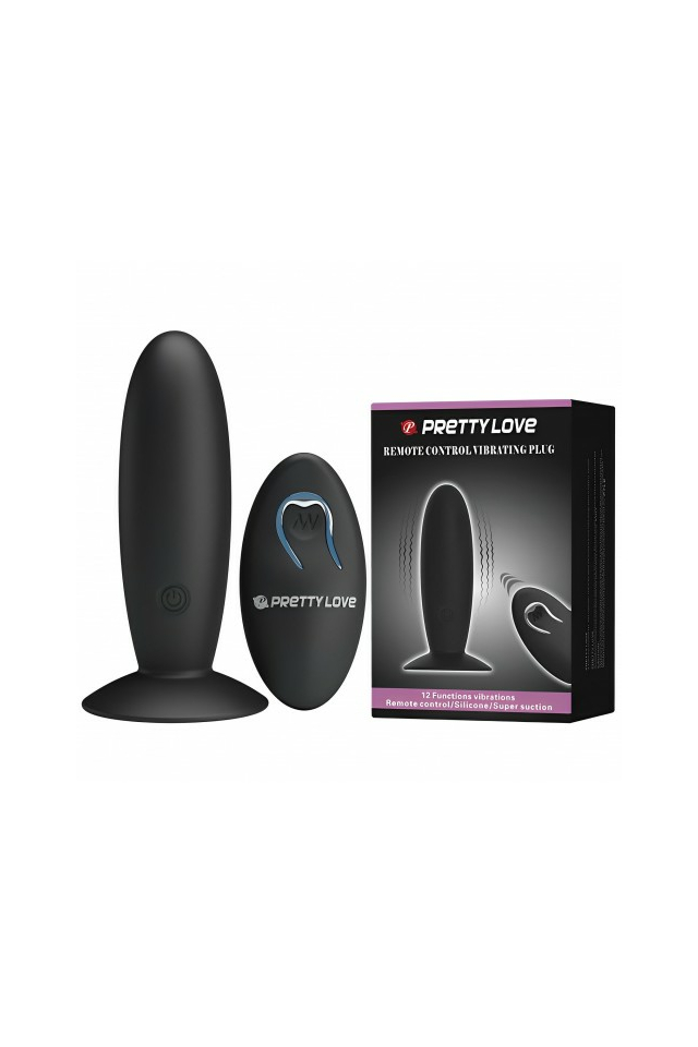 Анальная пробка с вибрацией и пультом ДУ Pretty Love Remote Control Vibrating Plug, силикон, чёрная