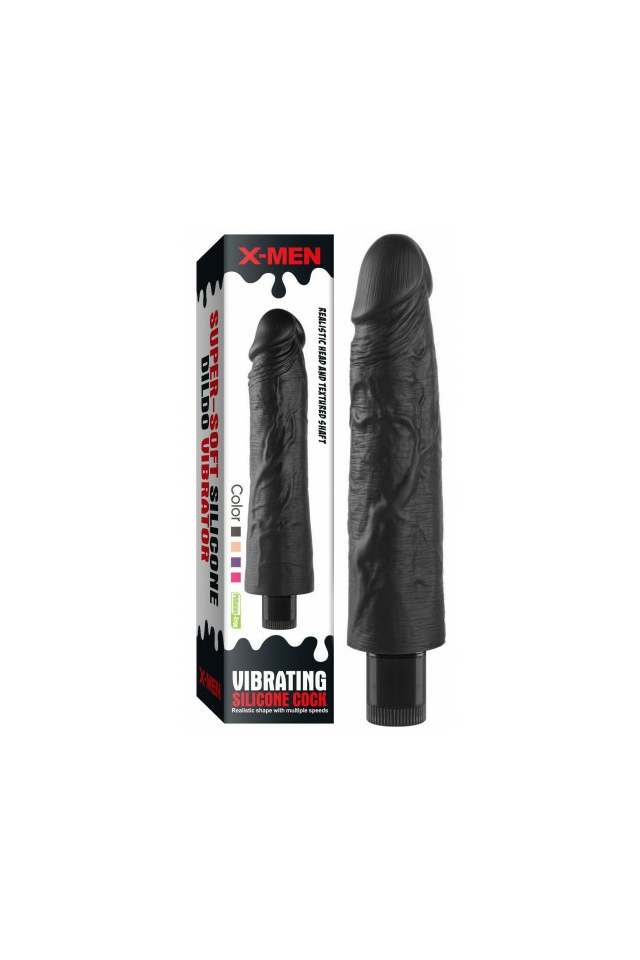 Реалистичный вибратор Nlonely X-Men Vibrating Silicone Cock, силикон, черный, 19 см
