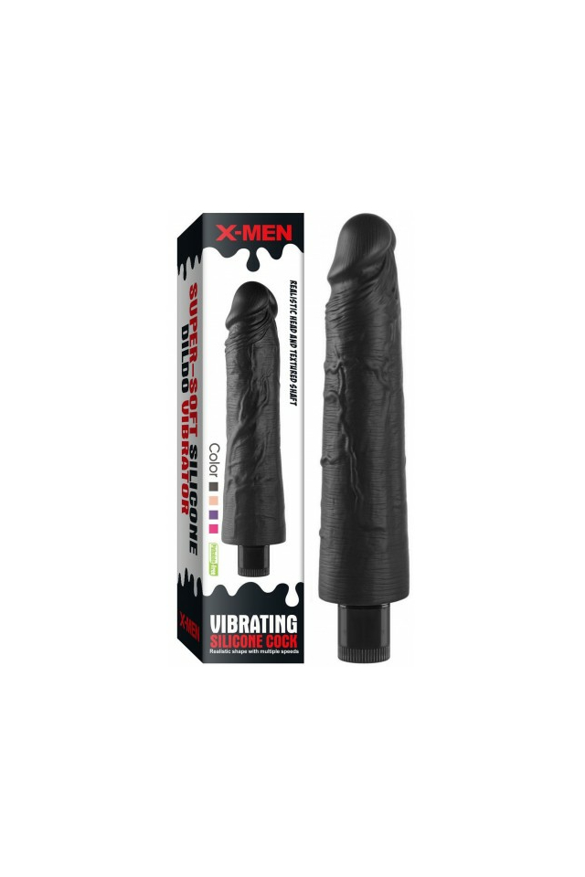 Реалистичный вибратор Nlonely X-Men Vibrating Silicone Cock, силикон, чёрный, 21,5 см