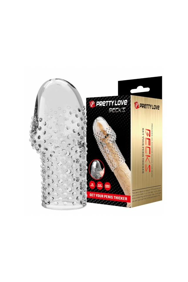 Прозрачная насадка на пенис с пупырышками Pretty Love Becks, TPR, 8 см