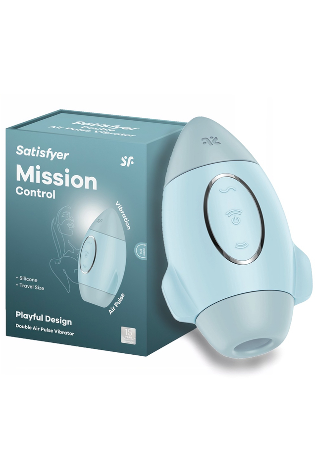 Вакуумно-волновой стимулятор клитора с вибрацией Satisfyer Mission Control, голубой