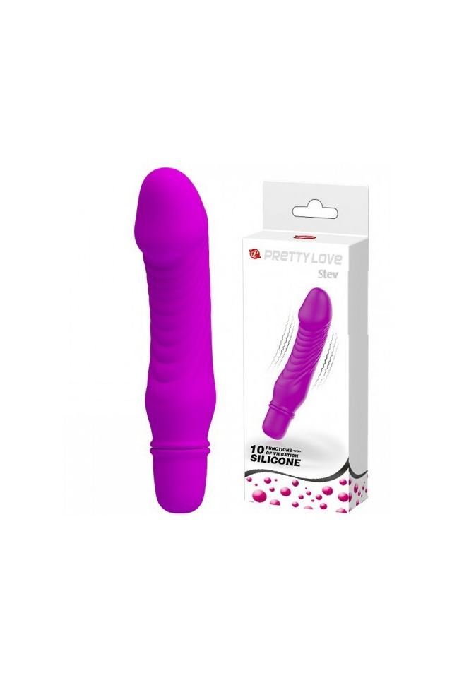 Мини-вибратор Pretty Love Stev, силикон, пурпурный, 13,5 см