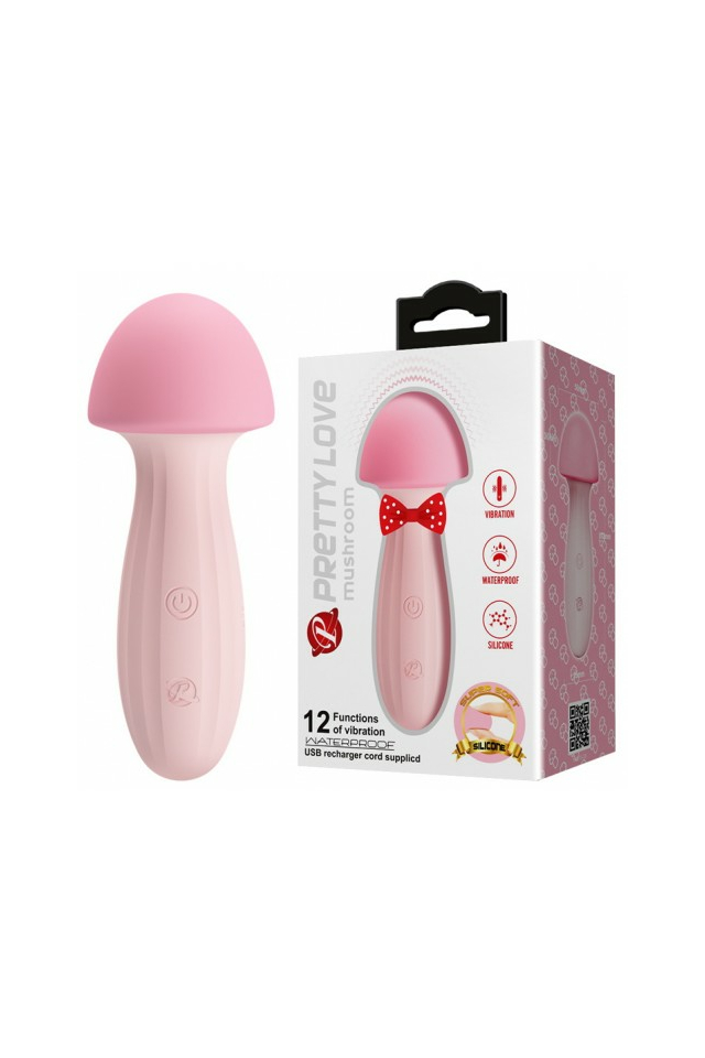 Вибромассажёр Pretty Love Mushroom, перезаряжаемый, силикон, розовый, 13,2 см