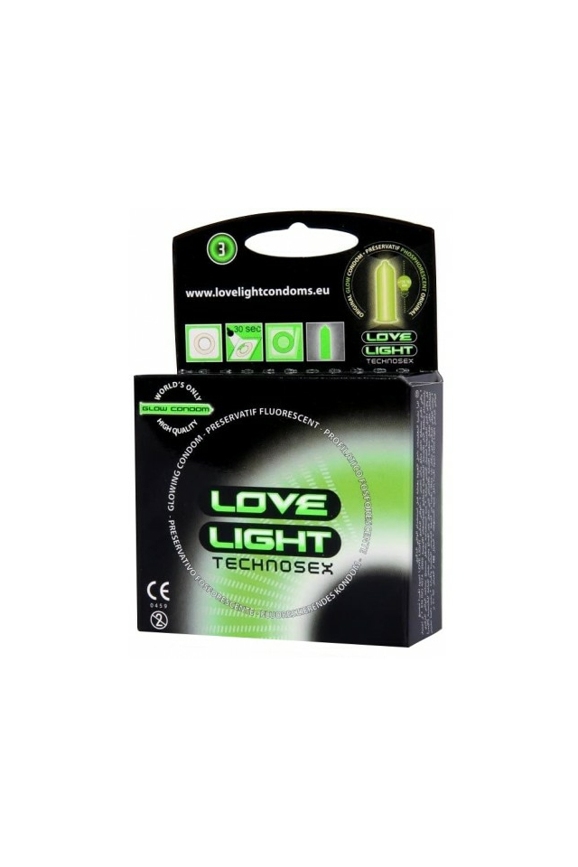 Светящиеся в темноте презервативы Sugant Love Light Glow, латекс, 3 шт