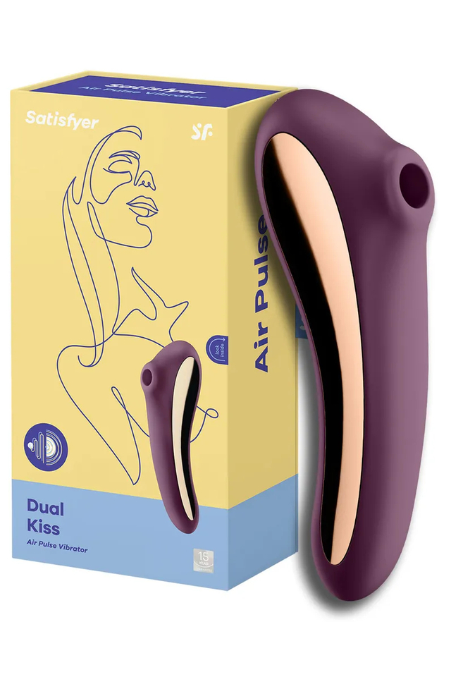 Вакуумно-волновой вибратор Satisfyer Dual Kiss, силикон, фиолетовый, 19 см